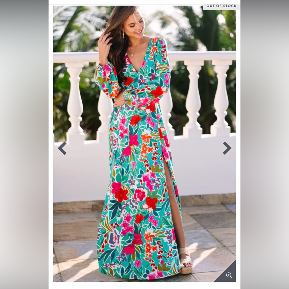 Floral Maxi Dress Long Sleeves size M - Picture 5 of 9